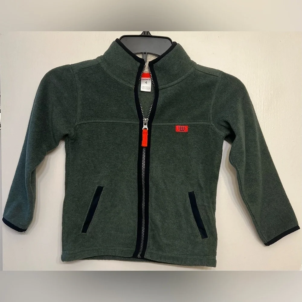 Carter's Green Fleece Zip-Up Sweater